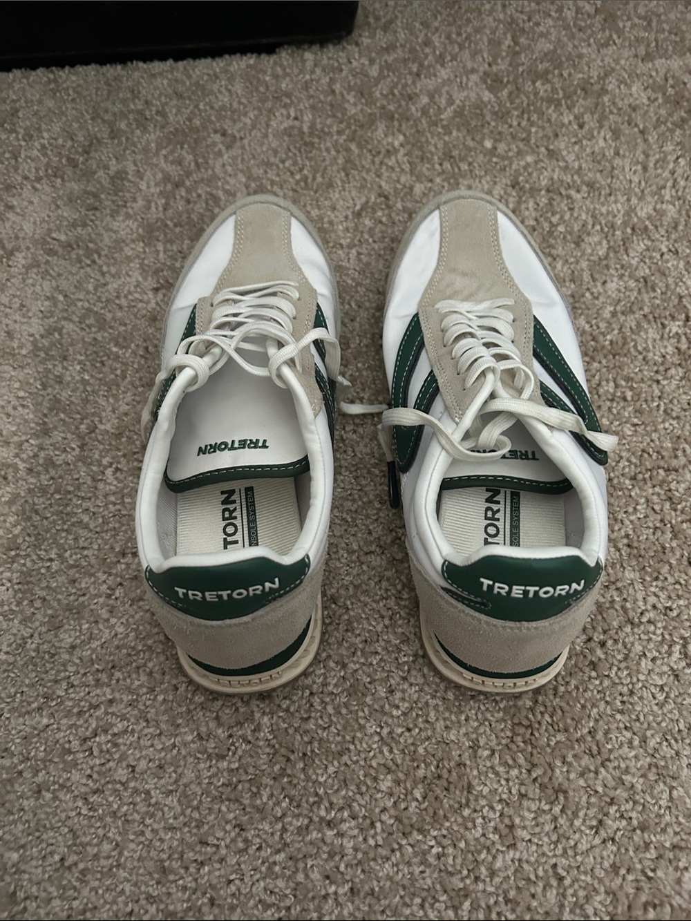 Tretorn Men’s White Sneakers with Green Stripes